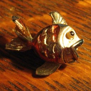 Goldfish Orange Koi Fish Gold Lapel Pin Brooch